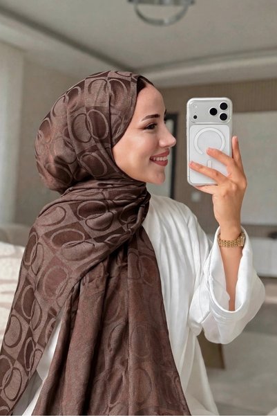 fleur Halka Desen Premium ŞAL Koyu Kahve