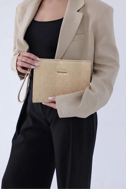 Sun collections Solea Bej Deri Clutch