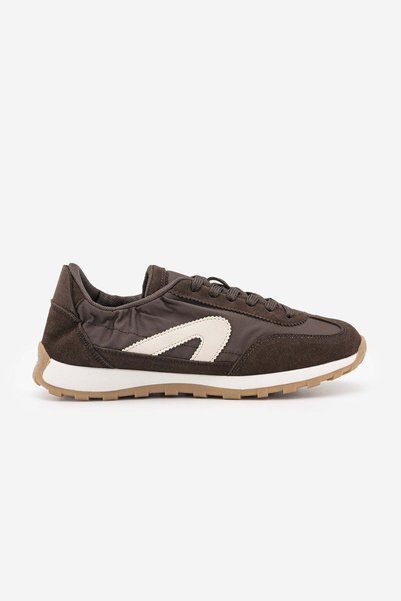 Marjin Women's Lace-Up Suede & Drawstring Detailed Sneaker Sameri Brown Suede