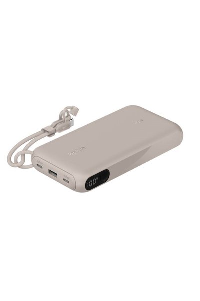 Belkin 20.000 mAh 20W USB-C Dijital Pil Göstergeli, Entegre USB-C Kablolu Pow...