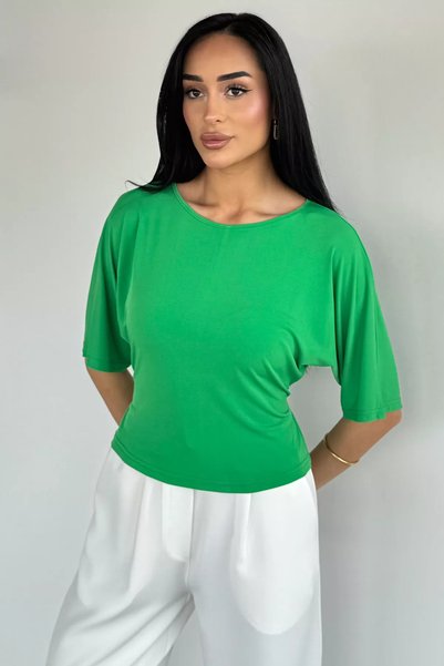 TOZLU Gülseli Waist-Tied Short Sleeve Blouse
