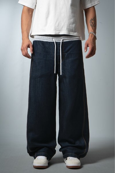 GRJ denim Dark Indigo Super Baggy Men's Jean Pants