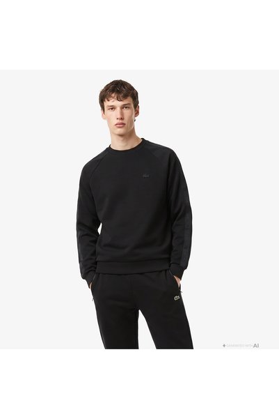 Lacoste Erkek Classic Fit Bisiklet Yaka Siyah Sweatshirt