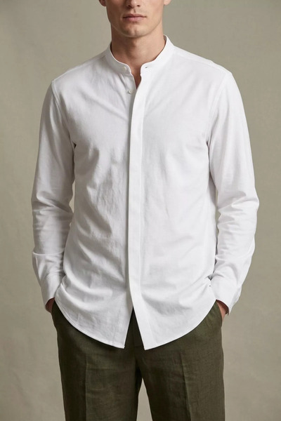TOZLU Men's Judge Collar Long Sleeve Shirt