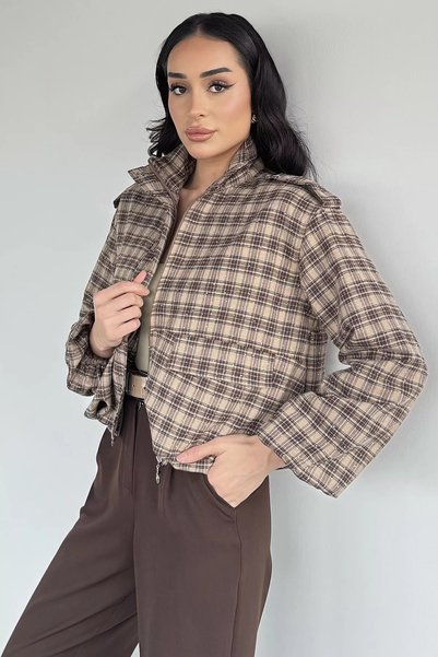 TOZLU Jachetă sezonieră Gülseli cu model în carouri