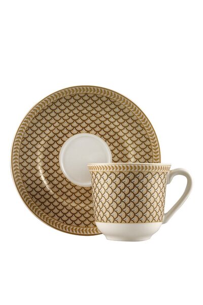 Paşabahçe Herringbone Porselen Gold Türk Kahvesi Fincan