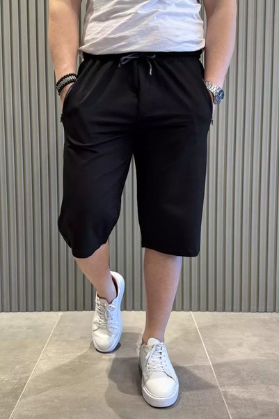 TOZLU Men's Capri Pants with Pocket Zipper and Side Stripes