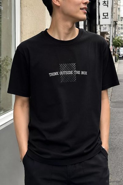 TOZLU Men's Front Printed Crew Neck T-Shirt