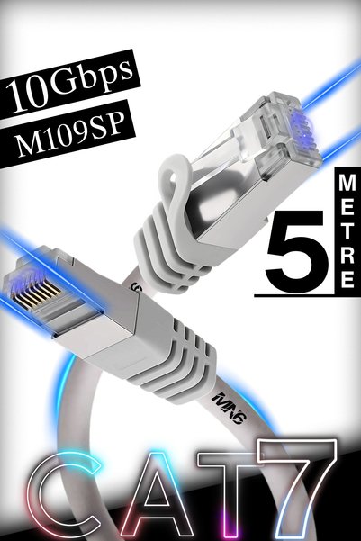 MN6 M109SP Cat7 Kablo 5 Metre/10 Gbps'e kadar-Örgülü ve folyo ekranlama/5 Met...