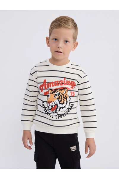 LC Waikiki LCW Kids Ecru Piqué Standard & Regular Boys' Sweatshirt—The NEVAVM...