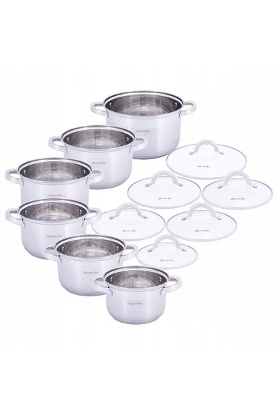 Kamille Set de oale din oțel inoxidabil cu 12 elemente Kamille, 1L-6,5L, indu...