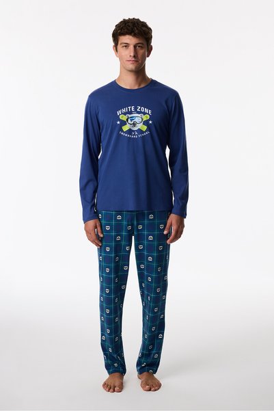 Penti Erkek White Zone Pantolon Uzun Kollu Pijama Takımı