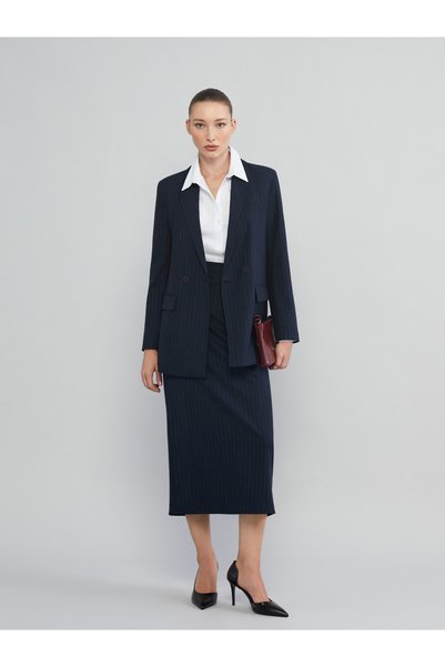 LC Waikiki TWO MT SHOP QUALITY LCWAIKIKI Classic Navy Striped Midi Skirt for ...
