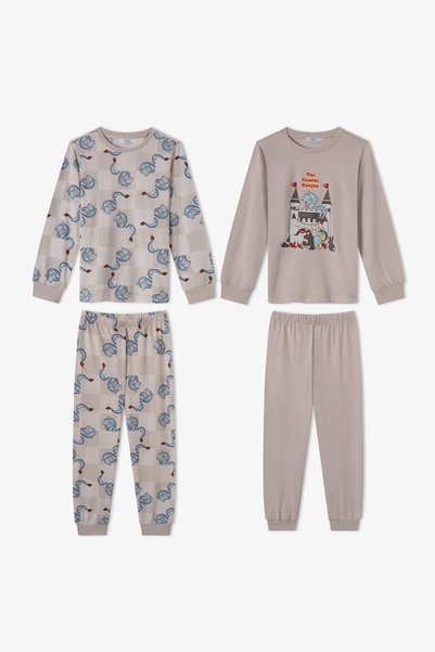 Penti Erkek Çocuk Gri The Gentle Knight Pamuklu Uzun Kollu 2'li Pijama Takımı