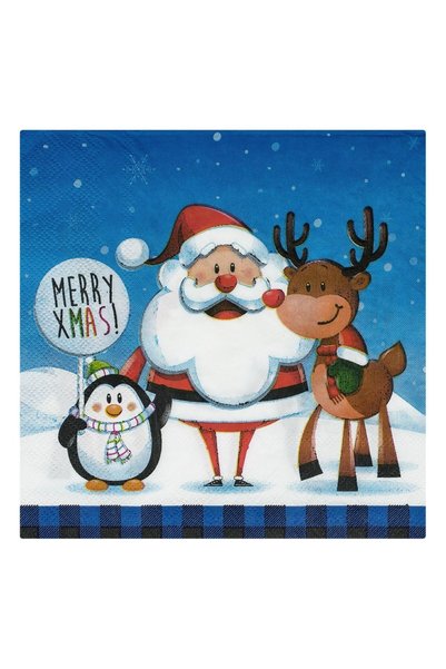 DD SHOP Servetele de Masa Mos Craciun Ren Pinguin "Merry Xmas" 33x33cm - 20buc