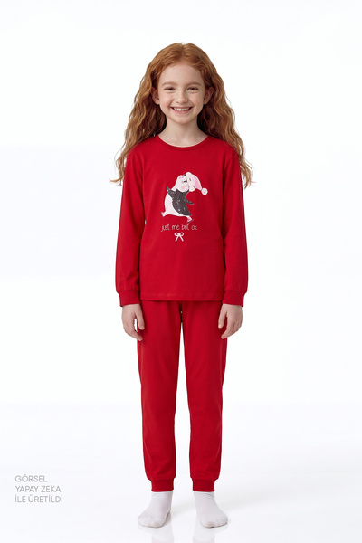 Penti Kız Çocuk Cute Penguin Pamuklu Uzun Kollu 2'li Pijama Takımı