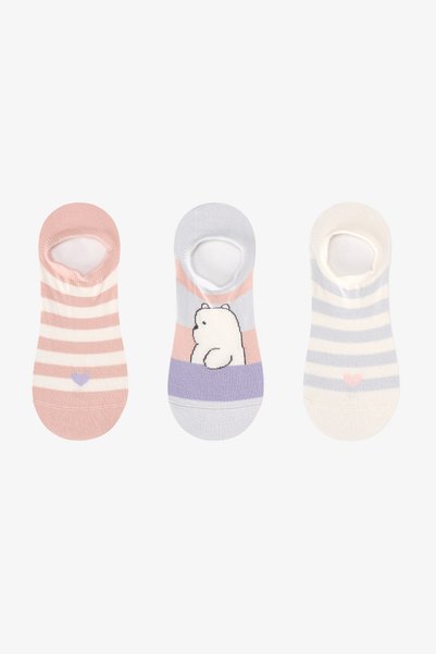 Penti 3 Çift Burun Dikişsiz Pamuklu Hayvan Desenli Sneaker Çorap
