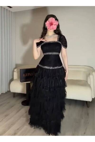 NALA FASHION فستان سهرة أسود فاخر بتصميم أميري راقي