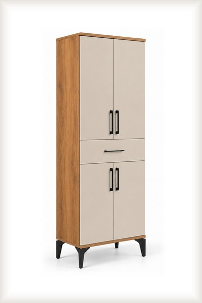 MAQ HOME Liva Çok Amaçlı Dolap 65 cm 4 Kapaklı Çekmeceli Kiler Mutfak Dolabı ...
