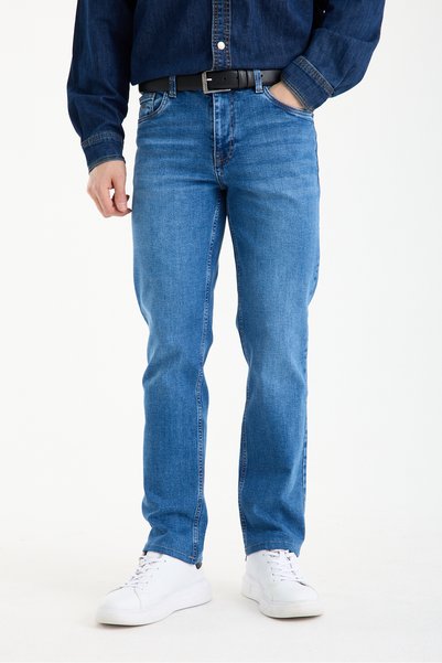 muzzo jeans Blugi albaștri material elastic cu croială normală