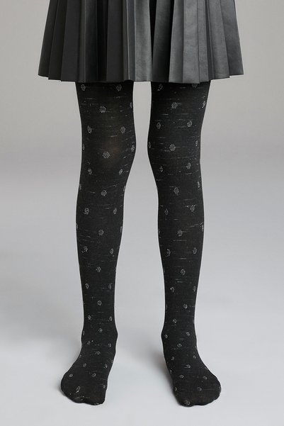Penti Girl's Anthracite Melange Pretty Silver Round Pantyhose