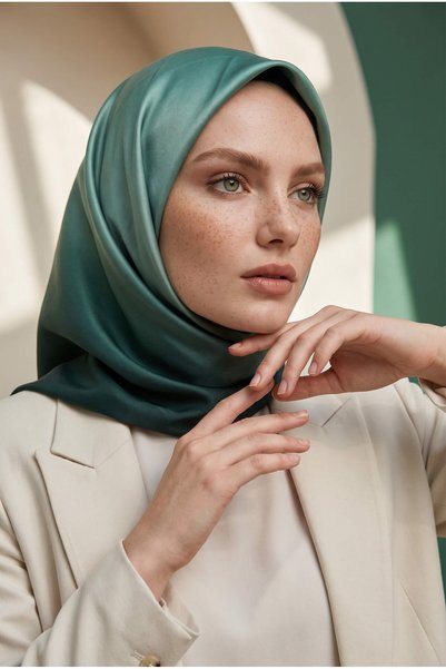 VİOLLA Twill Degrade Desenli Mint Yeşili Renkli 90x90 Eşarp (İpek İçermez) Di...