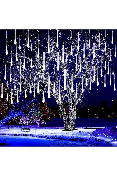 SERSIMO (DL) Instalație de Crăciun, 8 tuburi, 30 cm, 144 LED-uri, ploaie de m...