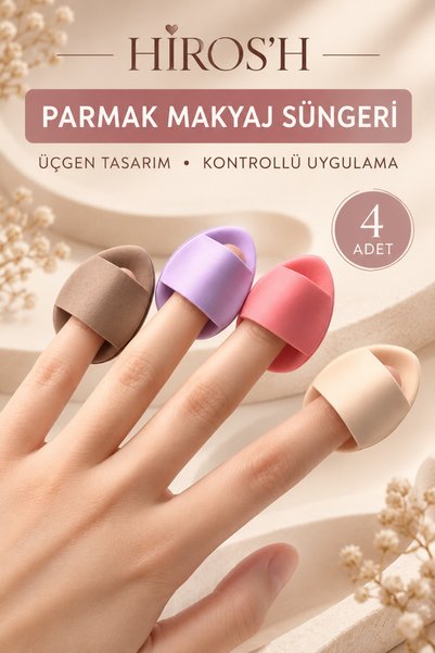 HİROS'H 4’lü Pro Makyaj Süngeri Parmak Sünger