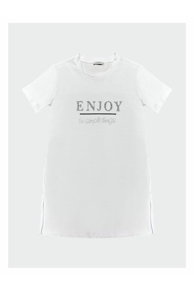 Moodbasic YAZILI TAŞLI BASKILI T-SHIRT