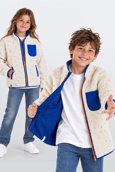 Denokids Erkek ve Kız Çocuk Mont Yumuşak Peluş Unisex Çocuk Mont
