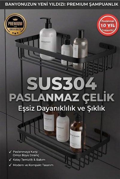 BanyomHome Matte Black Stainless Steel Sus304 Quality Taci 2-Piece Shampoo Di...