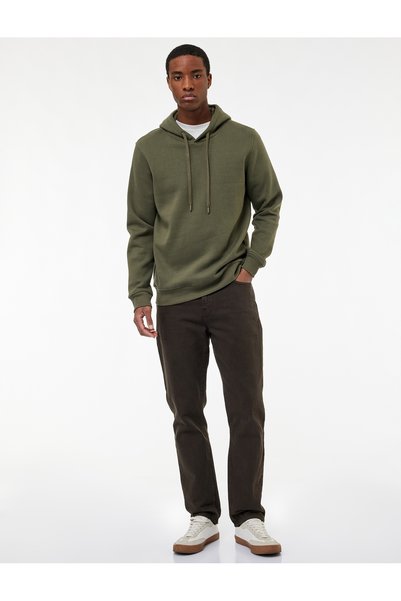 Koton Raised Long Sleeve Basic Hooded Sweatshirt