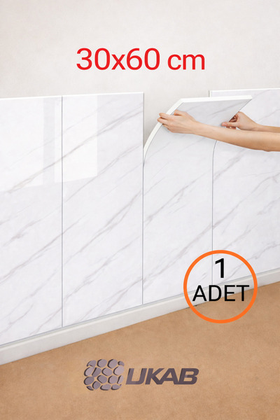 UKAB DEKOR 1 Adet 60X30 Cm Kendinden Yapışkanlı Dekoratif Seramik Mermer Görü...