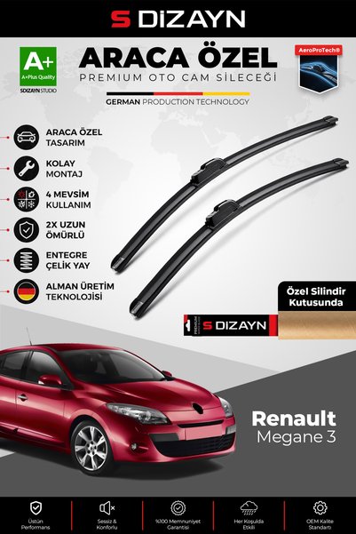 S Dizayn S-Dizayn Renault Megane 3 ile Uyumlu Ön Cam Silecek Seti 2009-2016 P...