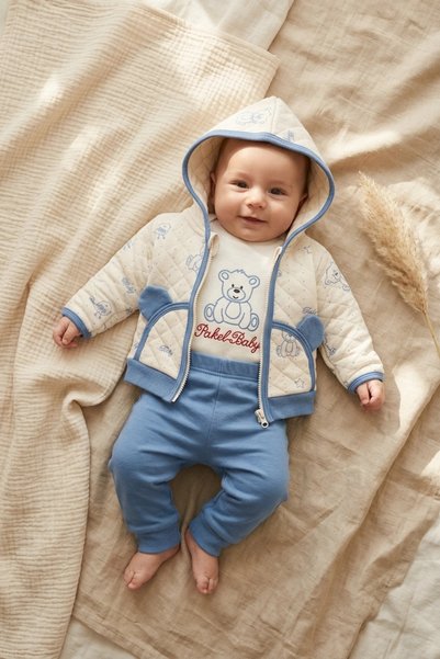 Babydonat Bebek Teddy Bear Kapüşonlu Kapitone Ceket, Pamuklu Body Ve Ribanalı...