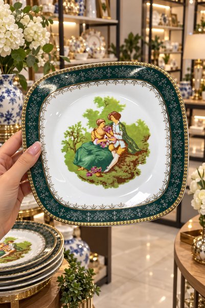 hediye ESTERHOMEDECOR 6 Kişilik 24 parça kare porselen yemek takımı