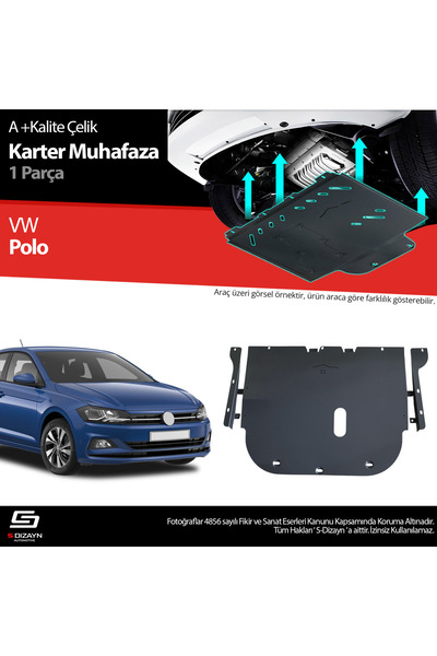 S Dizayn S-Dizayn VW Polo 6 ile Uyumlu Çelik Karter Muhafaza Koruma 2017 Üzer...