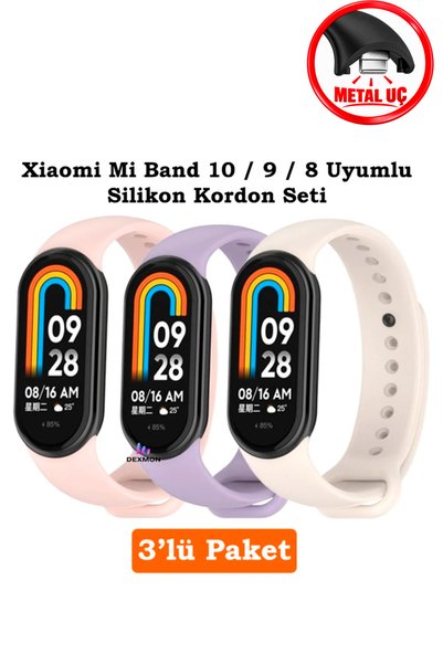 Dexmon Xiaomi Mi Band 8 Mi Band 9 Mi Band 10 Compatible 3 Pack Silicone Cord ...