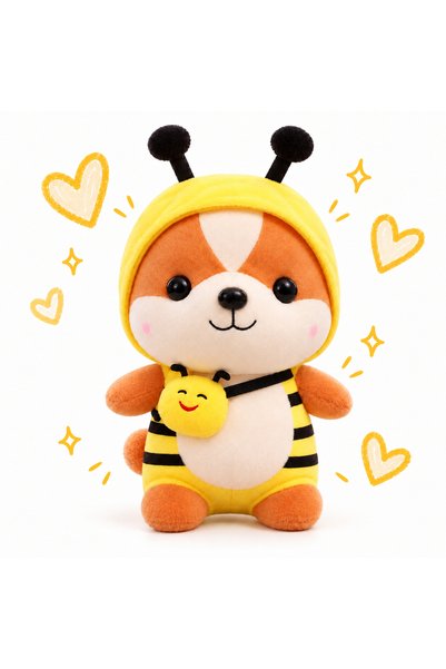 Malvys Plush Toy, Bee Squirrel, Yellow/Orange, 25 cm