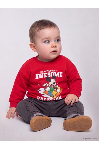 LC Waikiki Rmz Gi̇yi̇m Farkiyla Mickey Mouse Printed Baby Boy Set