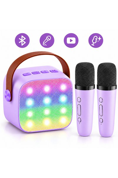 Malvys ®   Σετ Καραόκε για Παιδιά, Φορητό Ηχείο Bluetooth με Φώτα LED και 2 Α...