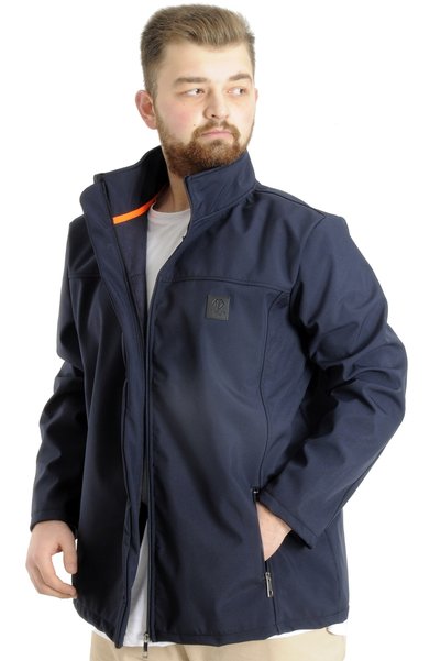 ModeXL معطف رجالي مقاس كبير من مود XL مقاوم للماء سوفت شيل 21232 أزرق داكن
