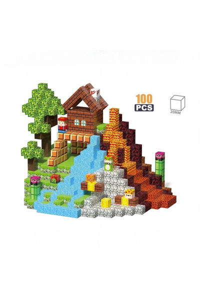 Malvys Магнитни пикселни кубчета, планина и 3D пейзаж, 100 части, 3+ години