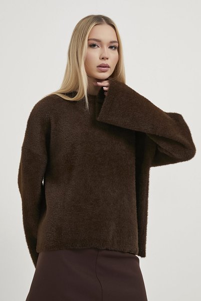 Arma Life Women's Oversize Soft Casual Brown Knit Sweater