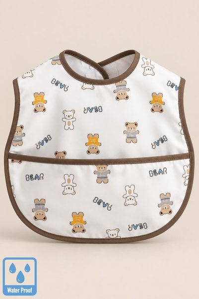 Miniel Unisex Baby Bear Printed Sleeveless Pocket Detailed Velcro Fastener Li...