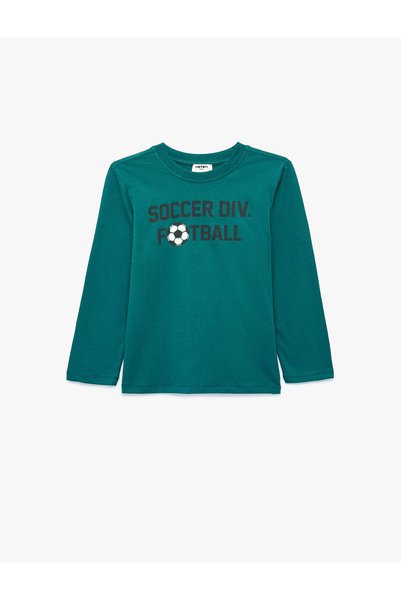 Koton Cotton Crew-Neck Printed Long-Sleeve T-Shirt