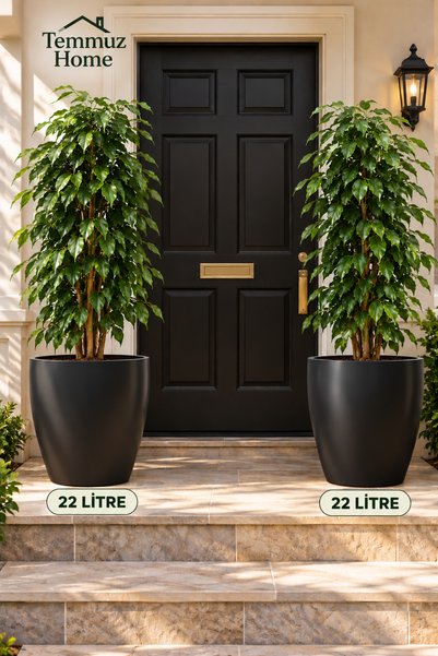 TEMMUZ HOME “2 Adet 22 Litre Tabaksız Drenajlı Izgaralı, Büyük Boy Dekoratif ...
