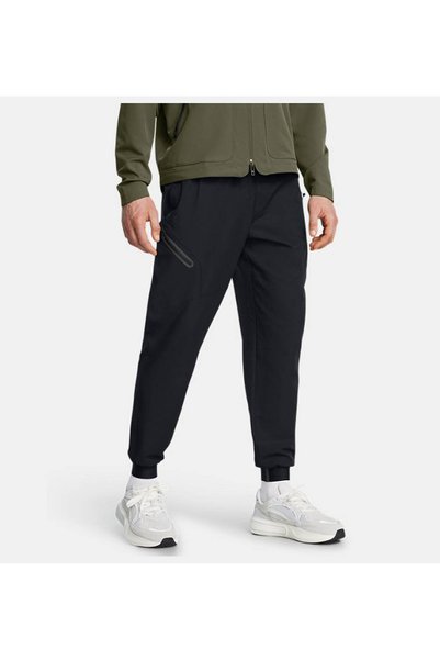 Under Armour بنطال رياضي رجالي أسود منسوج غير قابل للتوقف 1388823-001