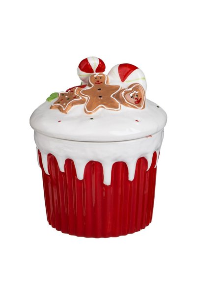 DD SHOP Recipient Biscuiti Ceramic de Craciun Cupcake cu Capac Candy Om de Tu...