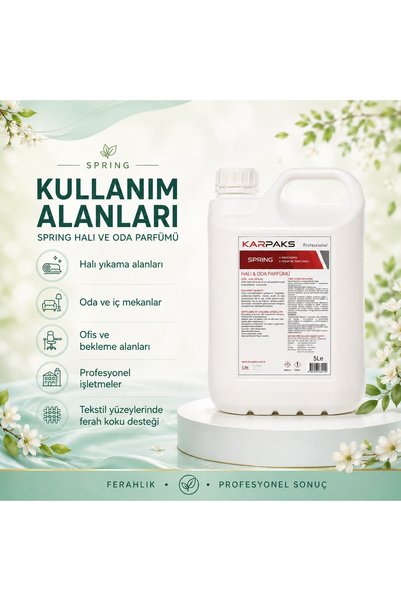 KARPAKS Spring Halı ve Oda Parfümü 5 L Bahar Esintili Ferah Koku Profesyonel Kullanım